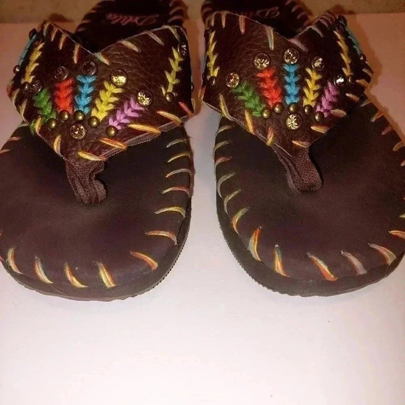 Delila flip flops Brown Leather Size 9 - Picture 3 of 8